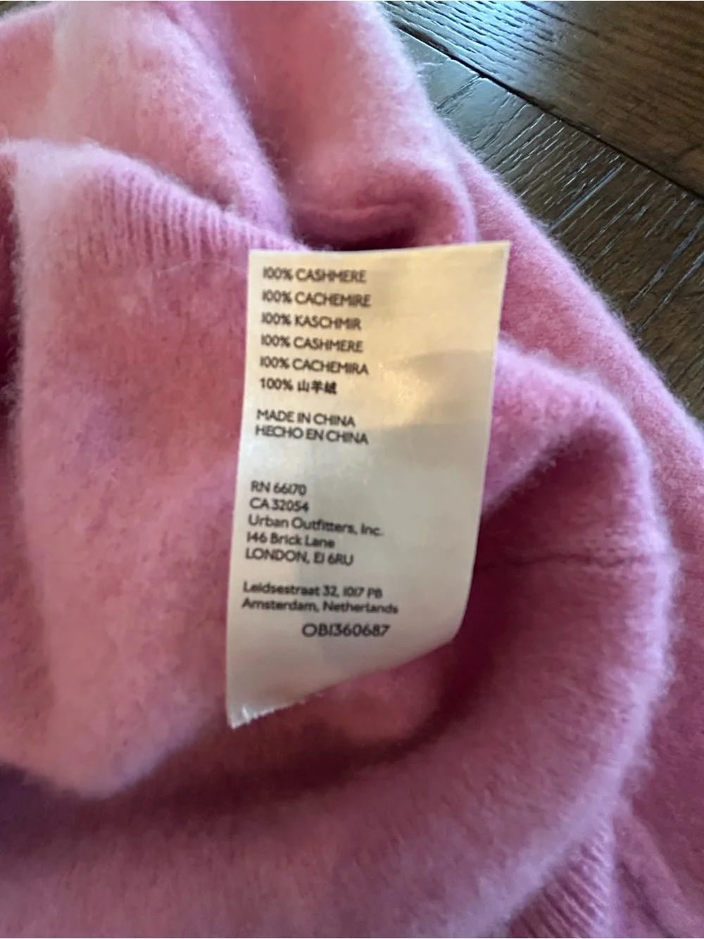 Free People pink cashmere cropped sweater